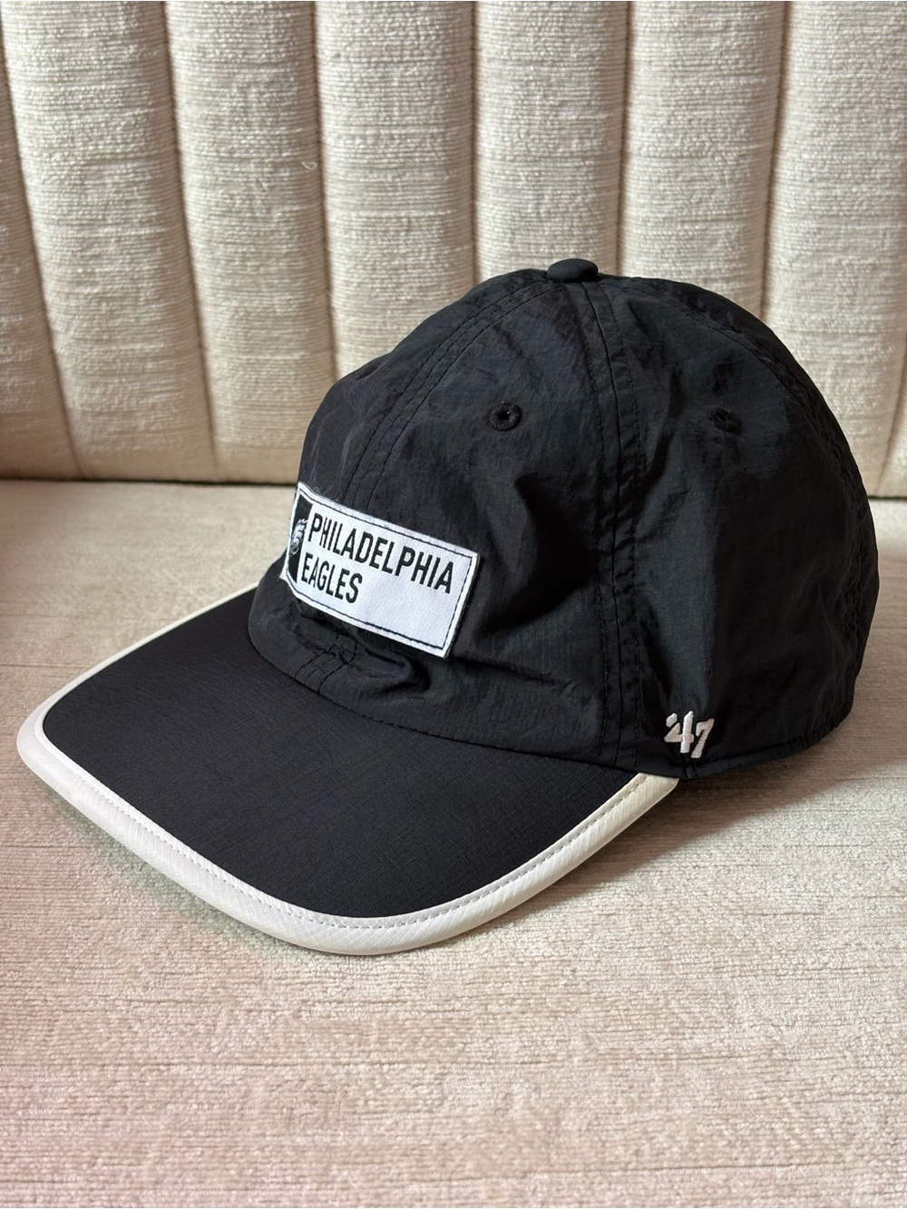 47 Brand Philadelphia Eagles NFL Nylon Performance Strapback Hat OSFA Black